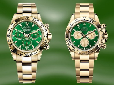 C/Factory Rolex Green Gold Daytona 116508 Genuine vs Replica Comparison