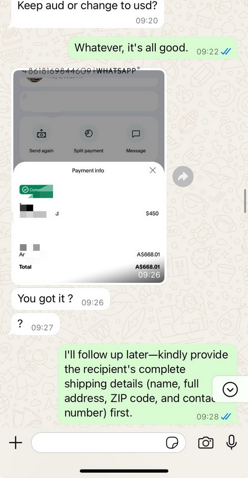 Transaction record of an Omega Seamaster 300 007 Special Edition watch purchased by a customer from the United States 第3张