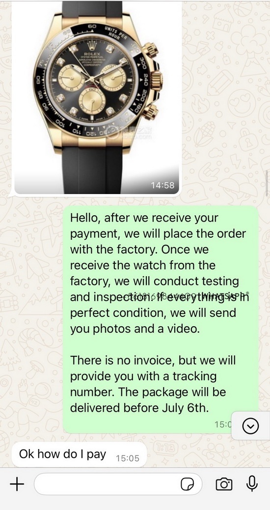 Transaction record of Rolex Daytona 4131 movement purchased by a customer from South Africa 第1张