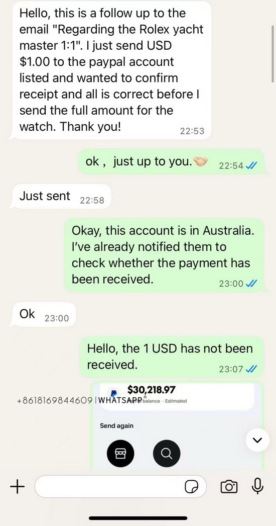 Transaction records of Rolex Yachtmaster replica watches purchased by users from the United States 第2张