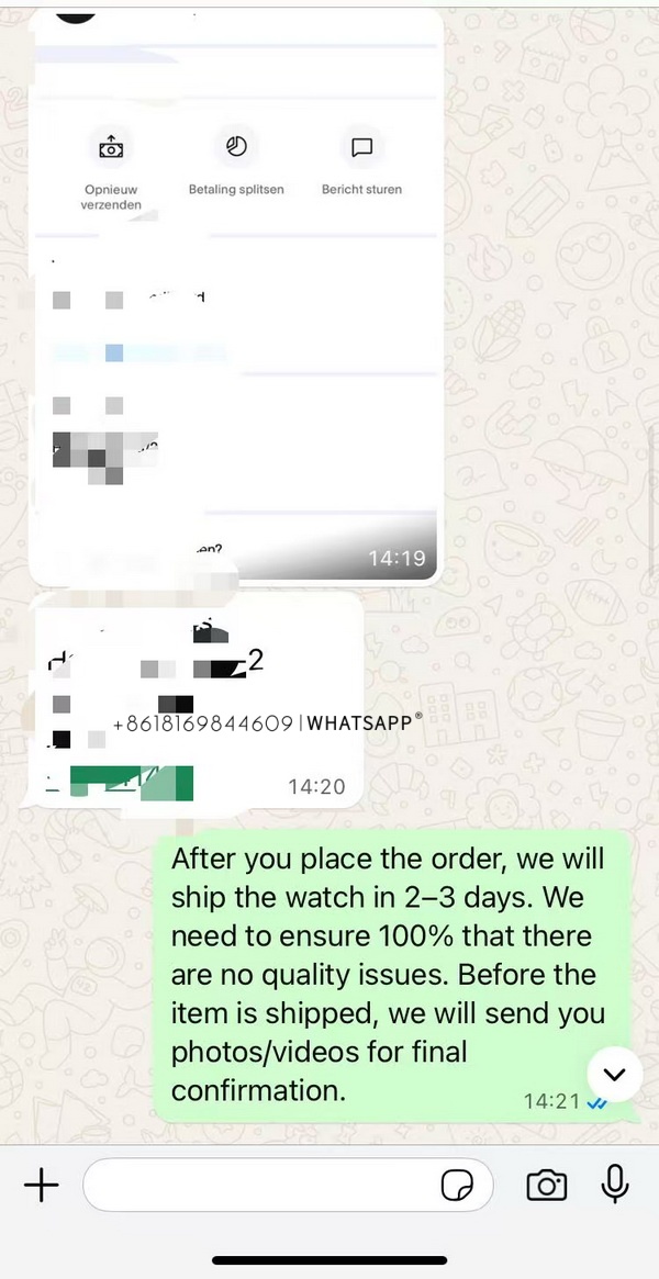 Purchase record of Longines Master purchased by an Austrian customer 第2张