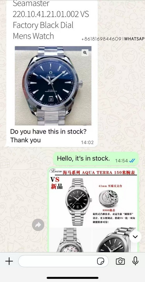 Screenshot of the transaction for the Omega Seamaster replica watch purchased by a customer from Spain 第1张