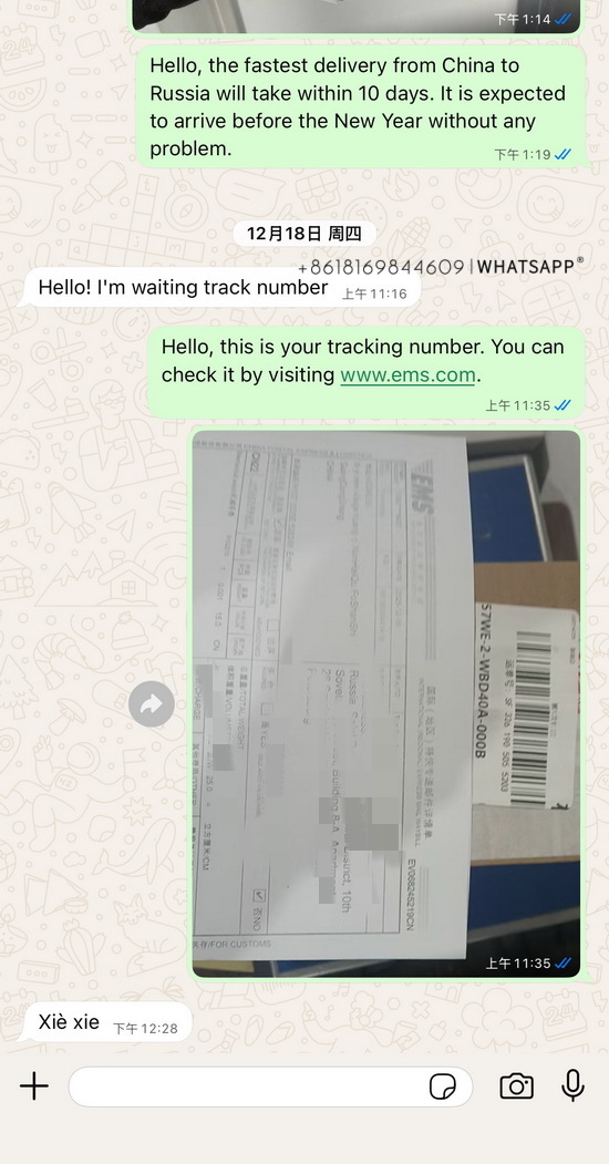 Transaction record of Rolex Datejust replica watch purchased by a Russian customer 第9张