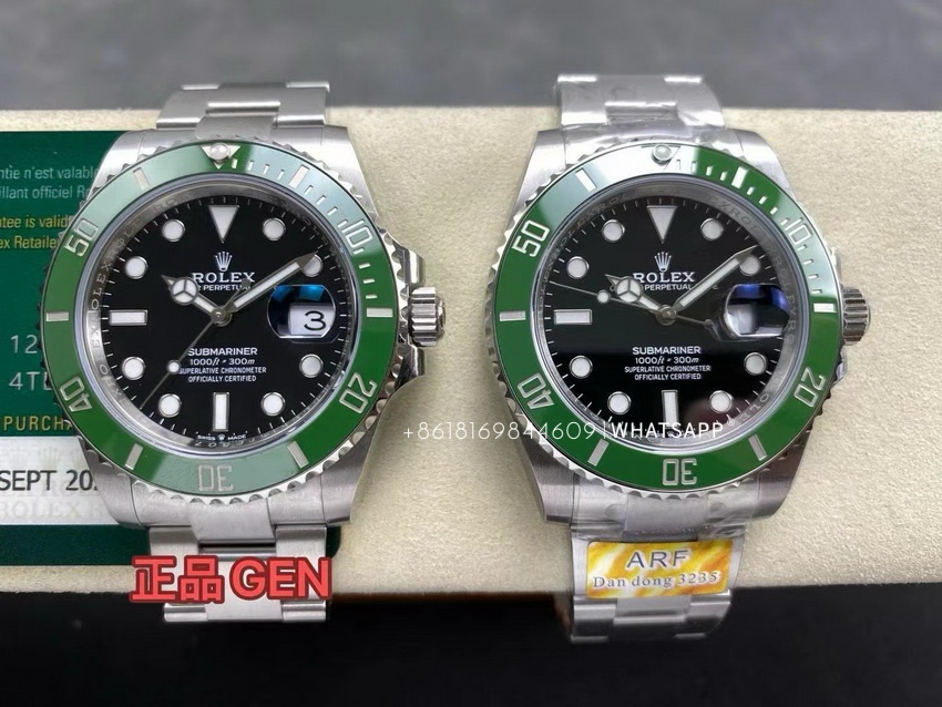 Rolex Hulk Submariner 116610LV Green Dial Replica vs Genuine Watch Review 第4张