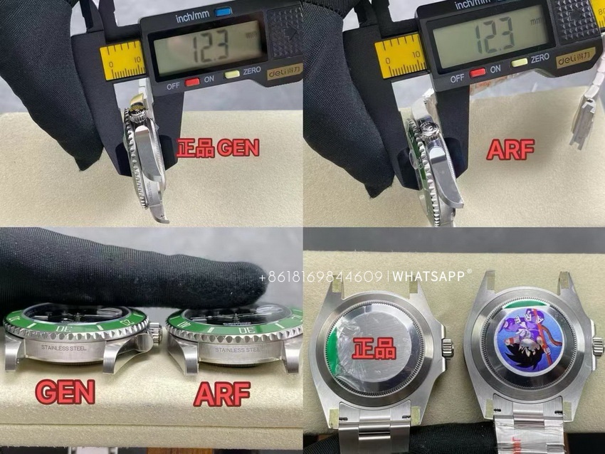 Rolex Hulk Submariner 116610LV Green Dial Replica vs Genuine Watch Review 第6张