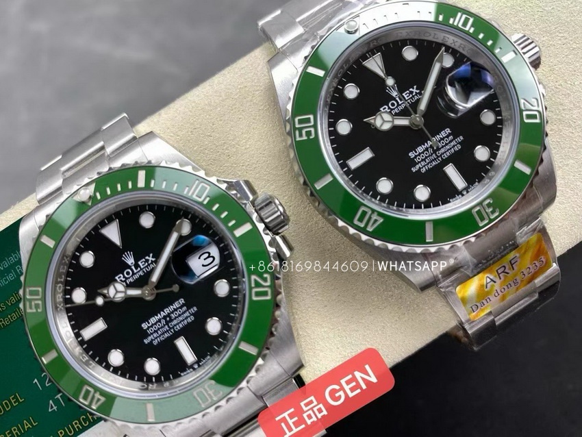 Rolex Hulk Submariner 116610LV Green Dial Replica vs Genuine Watch Review 第5张