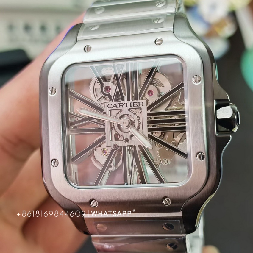 Cartier Santos WHSA0014 Skeleton Replica Watch New Release 第2张