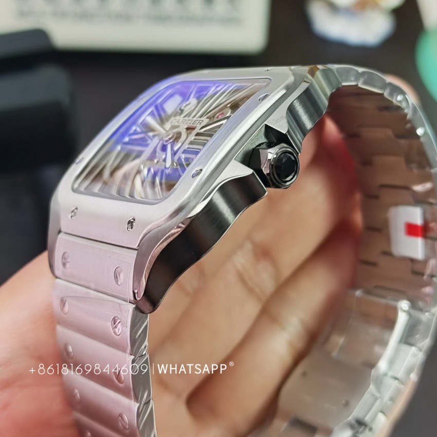 Cartier Santos WHSA0014 Skeleton Replica Watch New Release 第5张