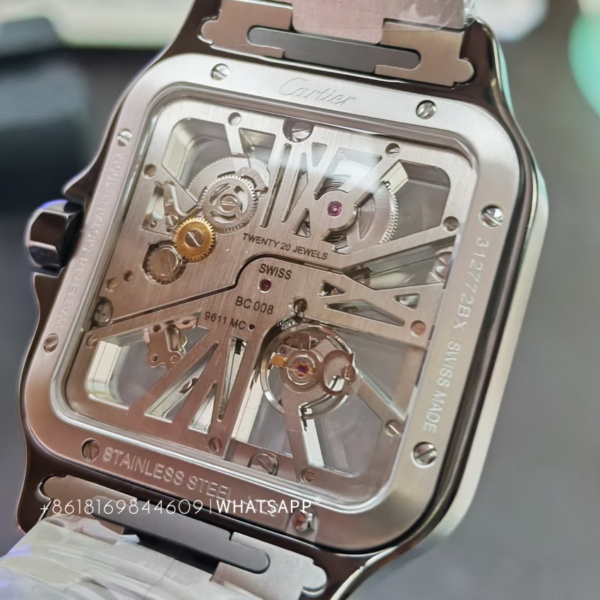 Cartier Santos WHSA0014 Skeleton Replica Watch New Release 第6张