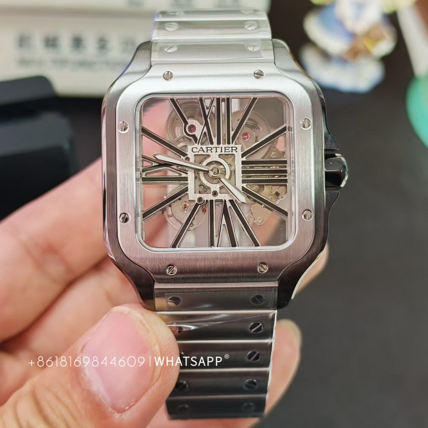 Cartier Santos WHSA0014 Skeleton Replica Watch New Release 第1张